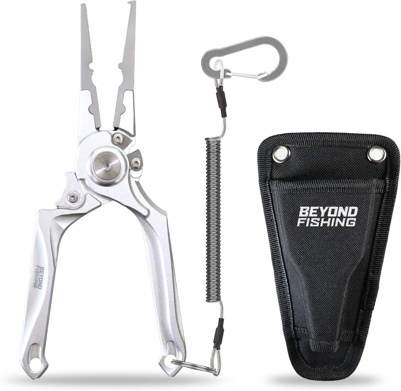 Beyond Braid Beyond Fishing Pro Aluminum Series 8 Inch Multifunction Fishing Pliers, Saltwater Resistant Fishing Gear, Tungsten Carbide Cutters, Corrosion Resistant Teflon Coating with Sheath - Image 1
